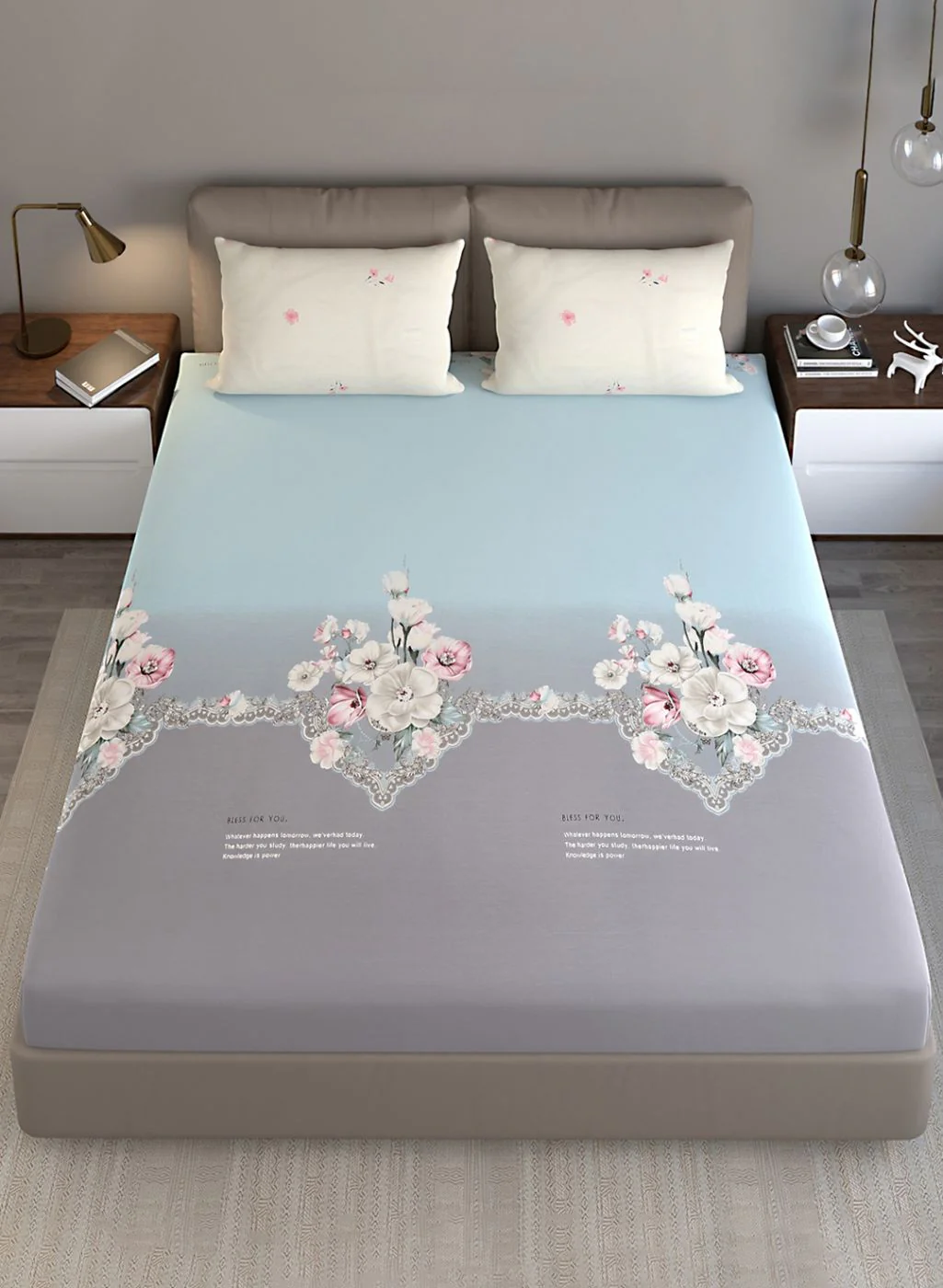 200TC Pure Cotton Queen Bedsheet with 2 Pillow Covers - Image 3