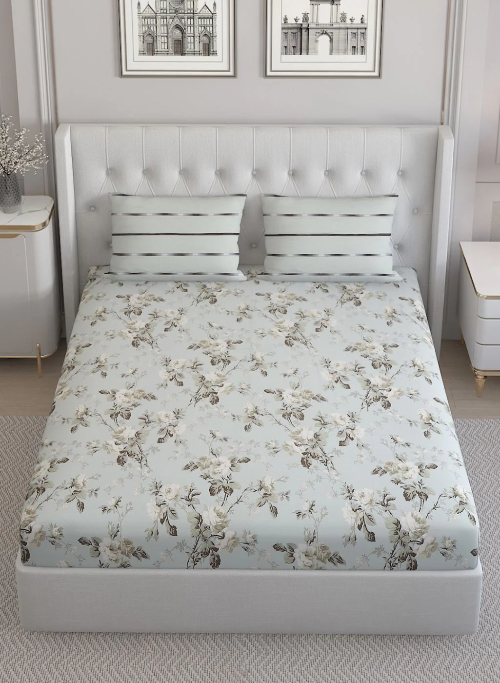 200TC Pure Cotton Queen Bedsheet with 2 Pillow Covers - Image 3