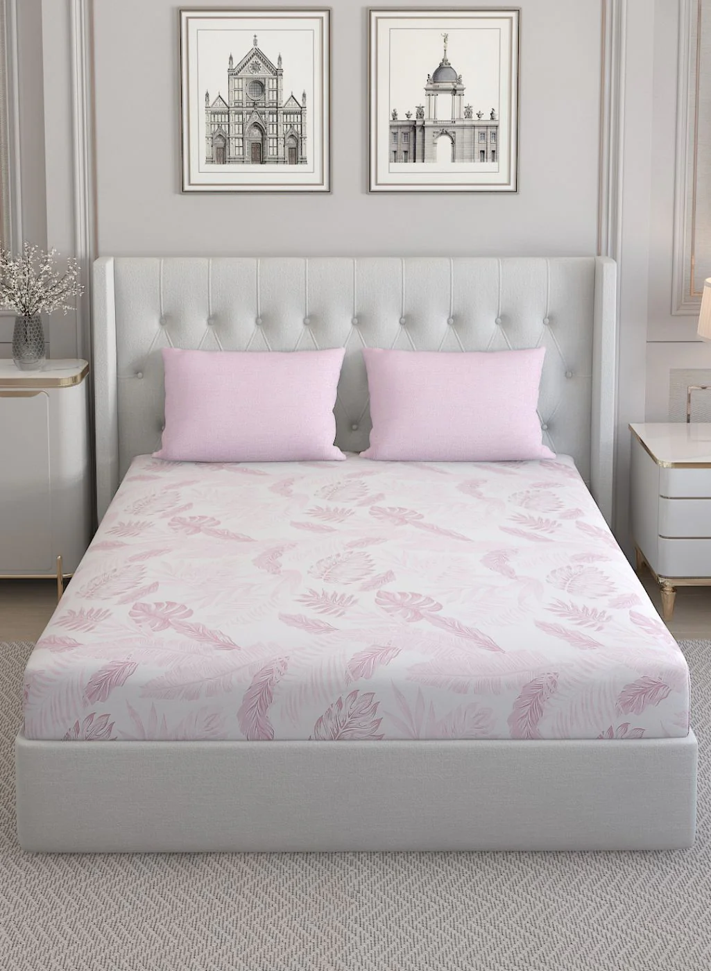 200TC Pure Cotton Queen Bedsheet with 2 Pillow Covers - Image 2