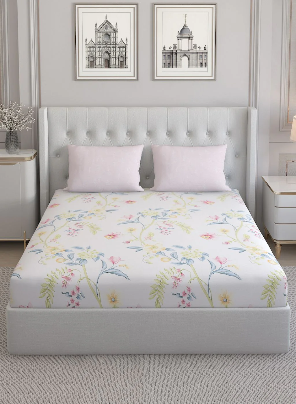 200TC Pure Cotton Queen Bedsheet with 2 Pillow Covers - Image 2