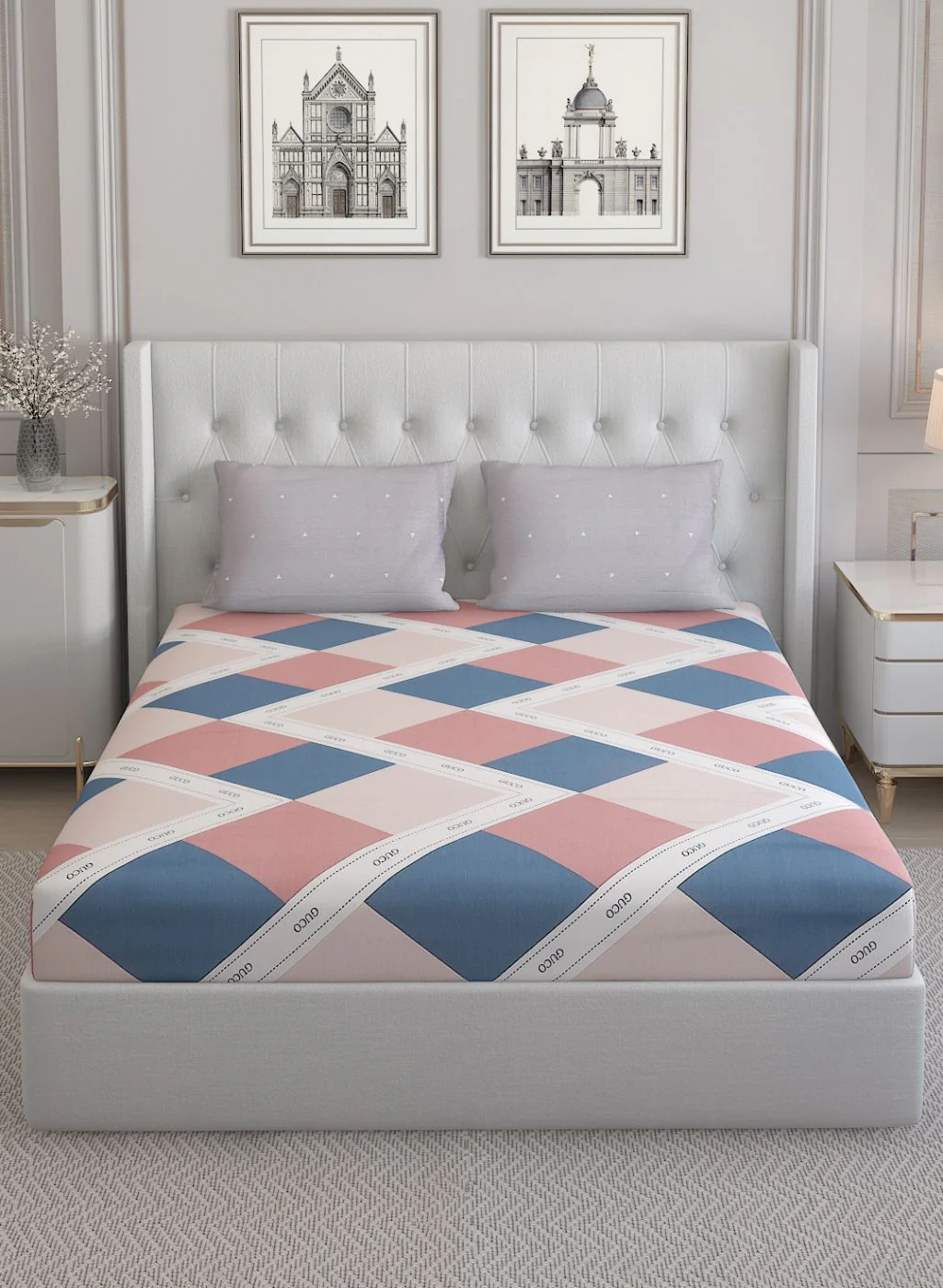 200TC Pure Cotton Queen Bedsheet with 2 Pillow Covers - Image 2