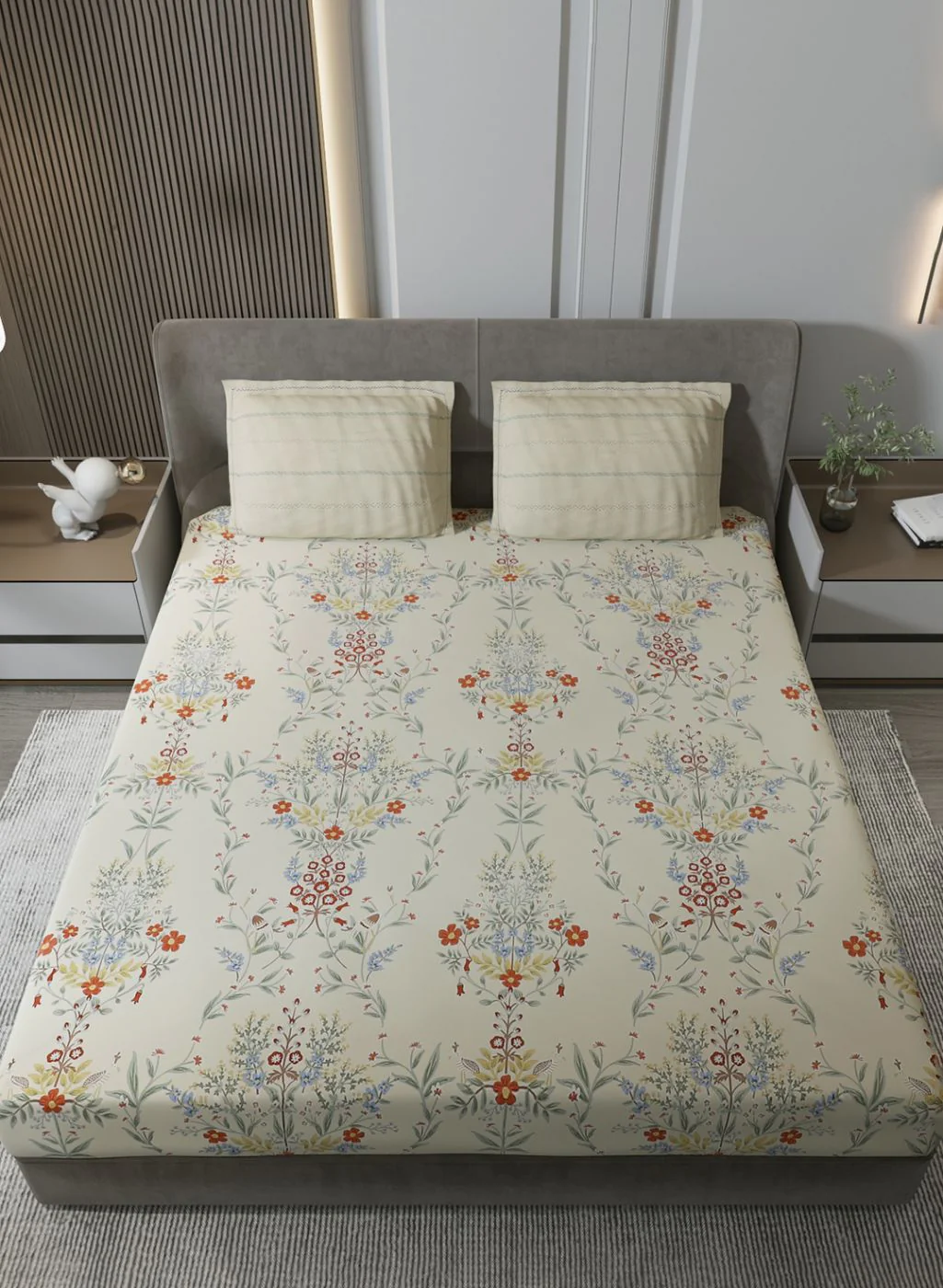 200TC Pure Cotton Queen Bedsheet with 2 Pillow Covers - Image 3