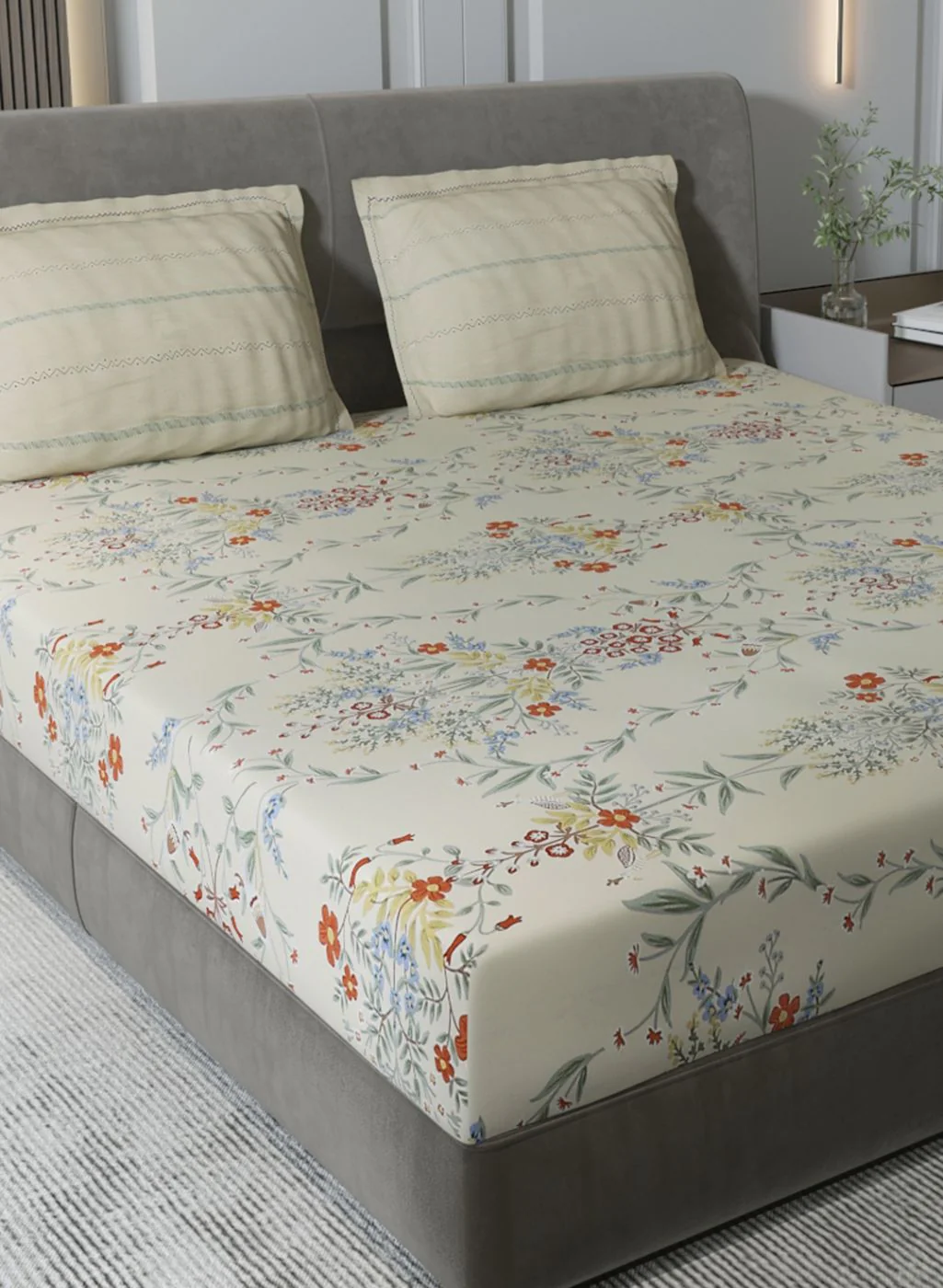 200TC Pure Cotton Queen Bedsheet with 2 Pillow Covers - Image 4