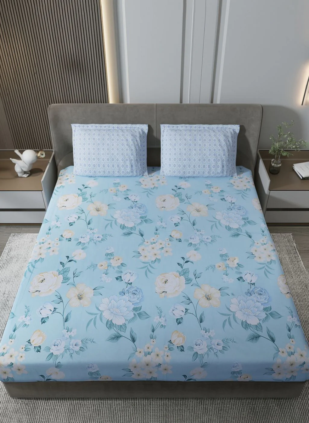 200TC Pure Cotton Queen Bedsheet with 2 Pillow Covers - Image 3