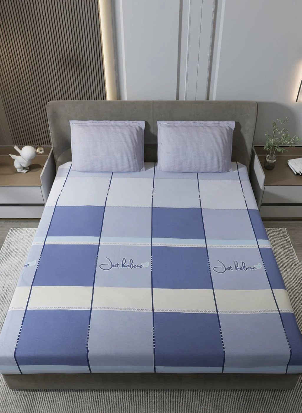 200TC Pure Cotton Queen Bedsheet with 2 Pillow Covers - Image 3