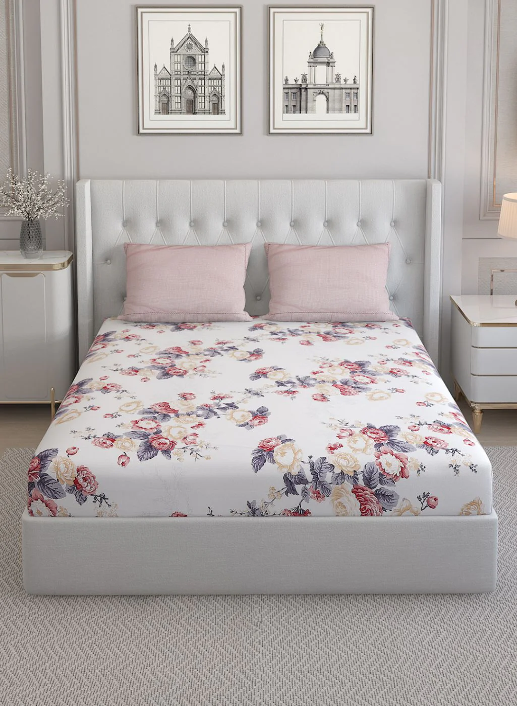 200TC Pure Cotton Queen Bedsheet with 2 Pillow Covers - Image 2