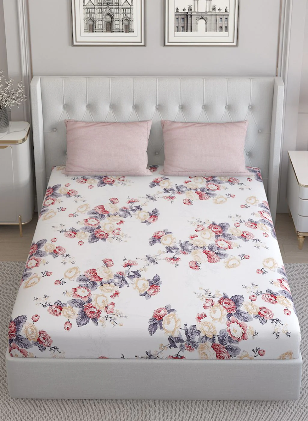 200TC Pure Cotton Queen Bedsheet with 2 Pillow Covers - Image 3