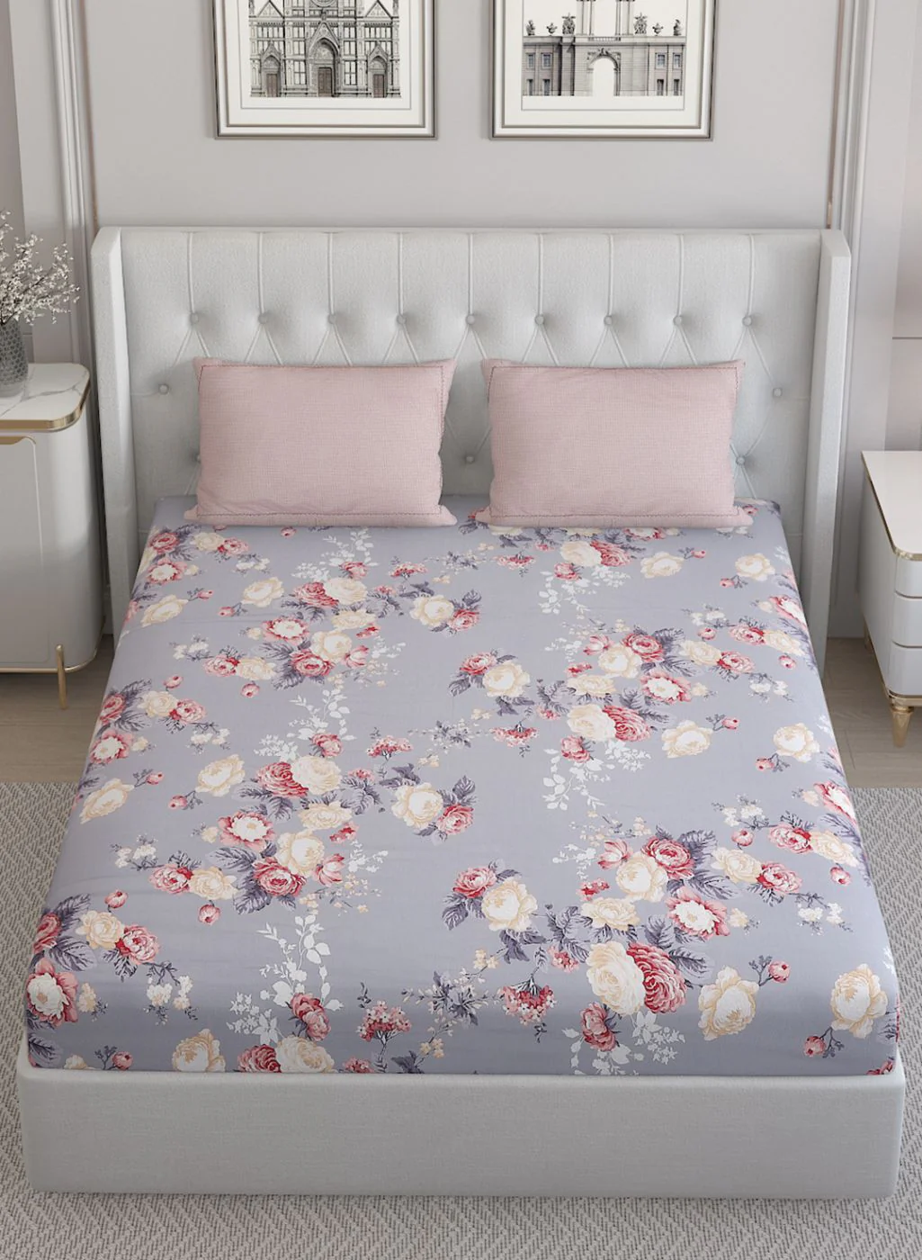 200TC Pure Cotton Queen Bedsheet with 2 Pillow Covers - Image 3