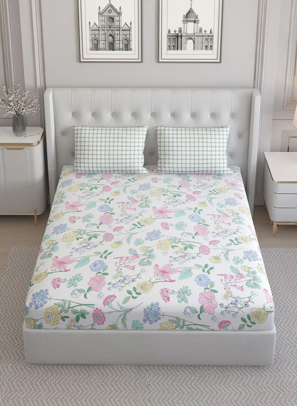 200TC Pure Cotton Queen Bedsheet with 2 Pillow Covers - Image 3