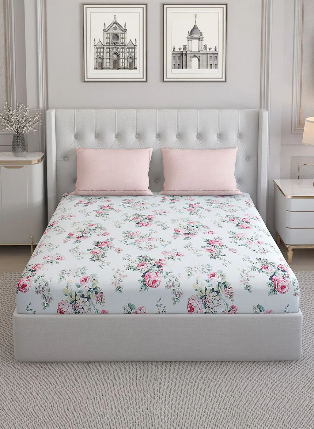 200TC Pure Cotton Queen Bedsheet with 2 Pillow Covers - Image 2