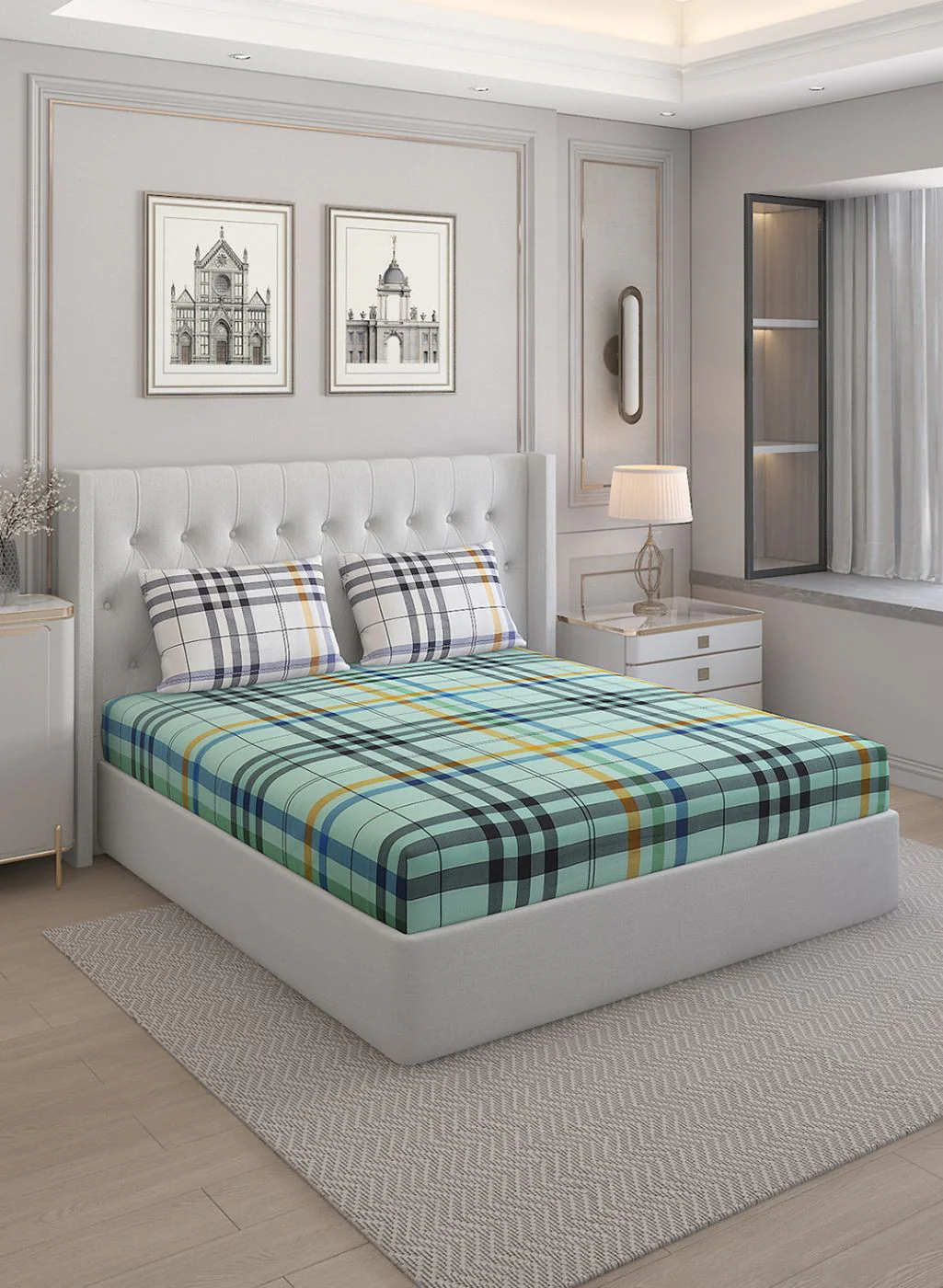 200TC Pure Cotton Queen Bedsheet with 2 Pillow Covers - Image 2
