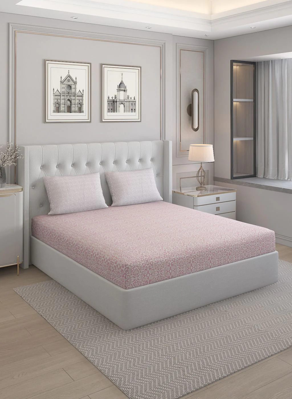 210TC Pure Cotton Queen Bedsheet with 2 Pillow Covers - Image 2