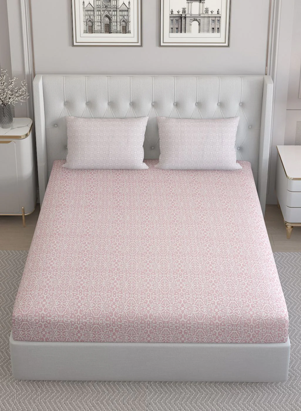 210TC Pure Cotton Queen Bedsheet with 2 Pillow Covers - Image 4