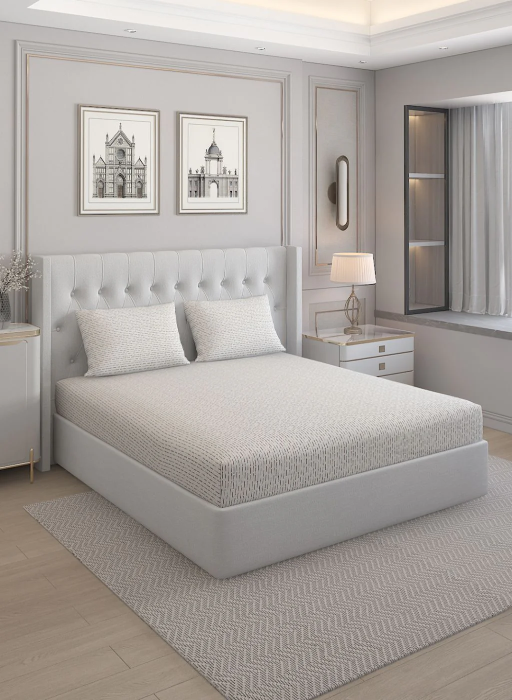 210TC Pure Cotton Queen Bedsheet with 2 Pillow Covers - Image 2