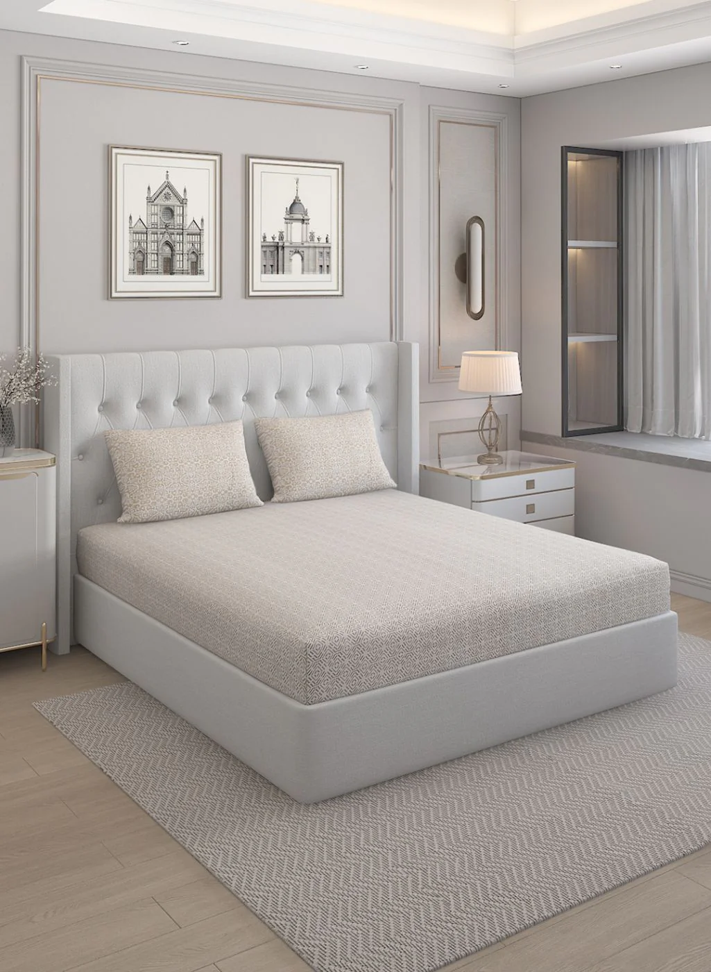 210TC Pure Cotton Queen Bedsheet with 2 Pillow Covers - Image 2
