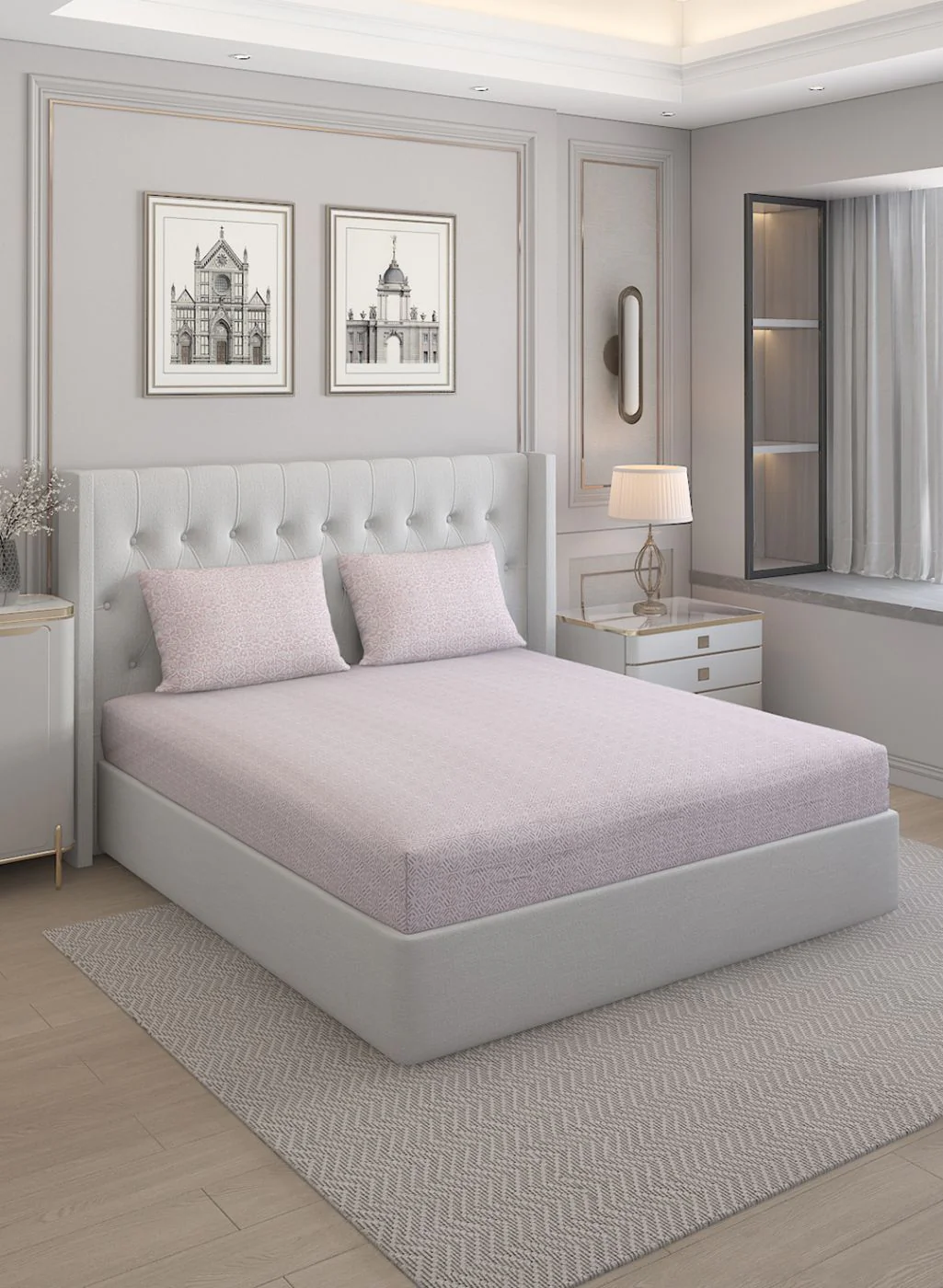 210TC Pure Cotton Queen Bedsheet with 2 Pillow Covers - Image 2