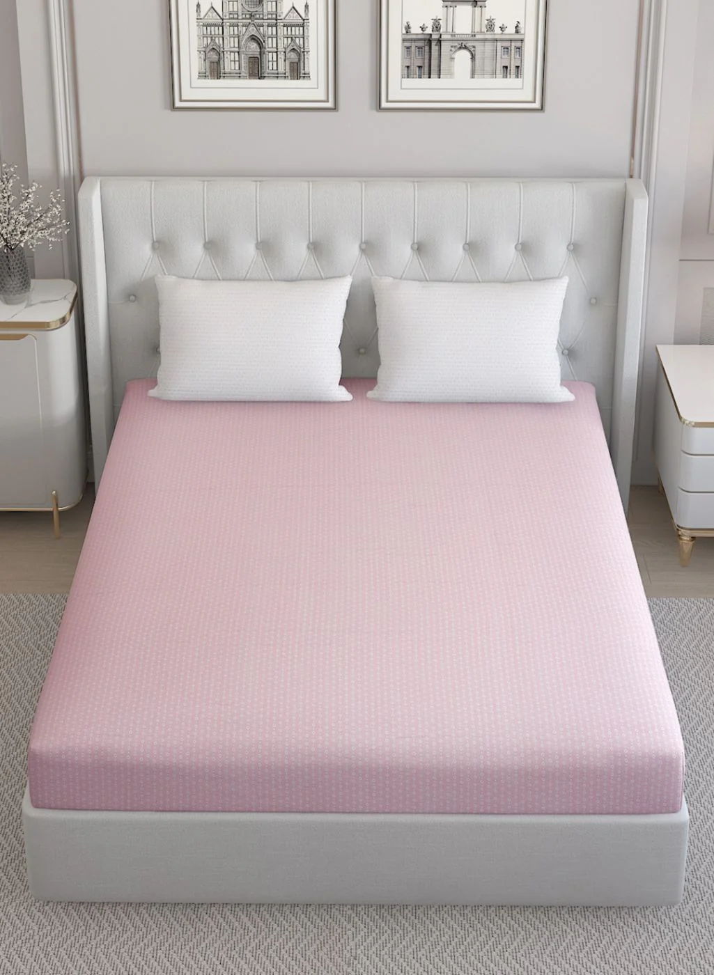 210TC Pure Cotton Queen Bedsheet with 2 Pillow Covers - Image 4