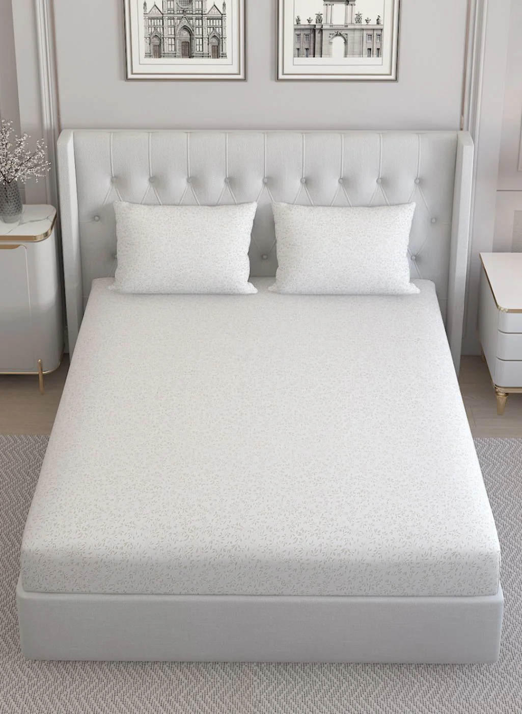 210TC Pure Cotton Queen Bedsheet with 2 Pillow Covers - Image 4