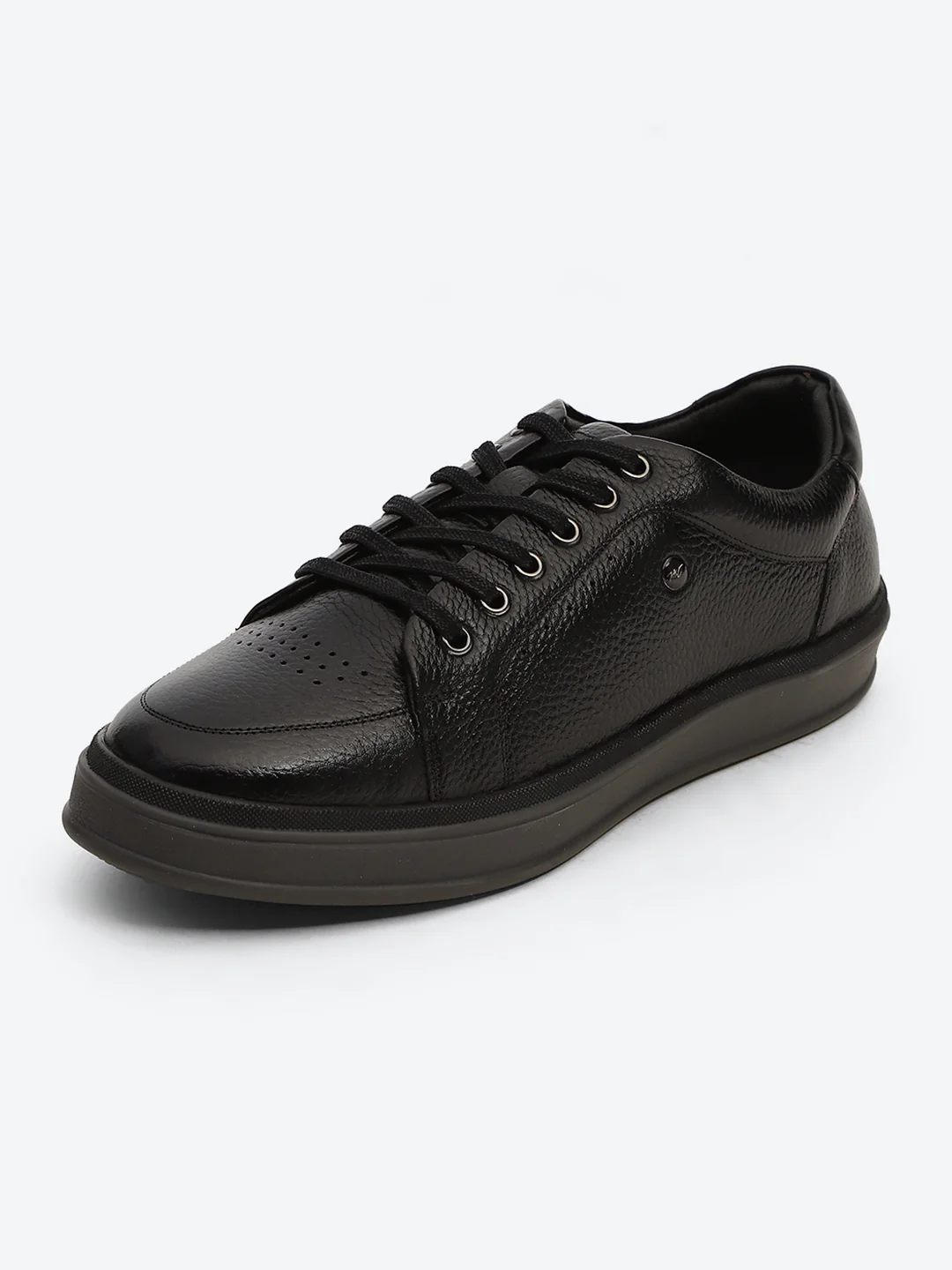 Monte Carlo Black Comfort Low-Top Leather Casual Sneakers for Men - Image 3