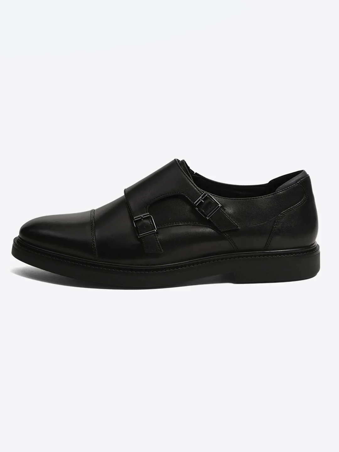 Monte Carlo Black Double Monk Strap Formal Shoes for Men - Image 3