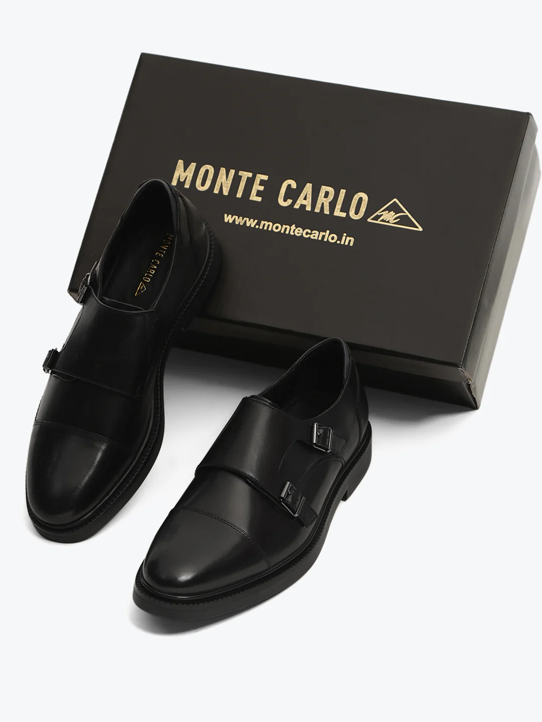 Monte Carlo Black Double Monk Strap Formal Shoes for Men - Image 9