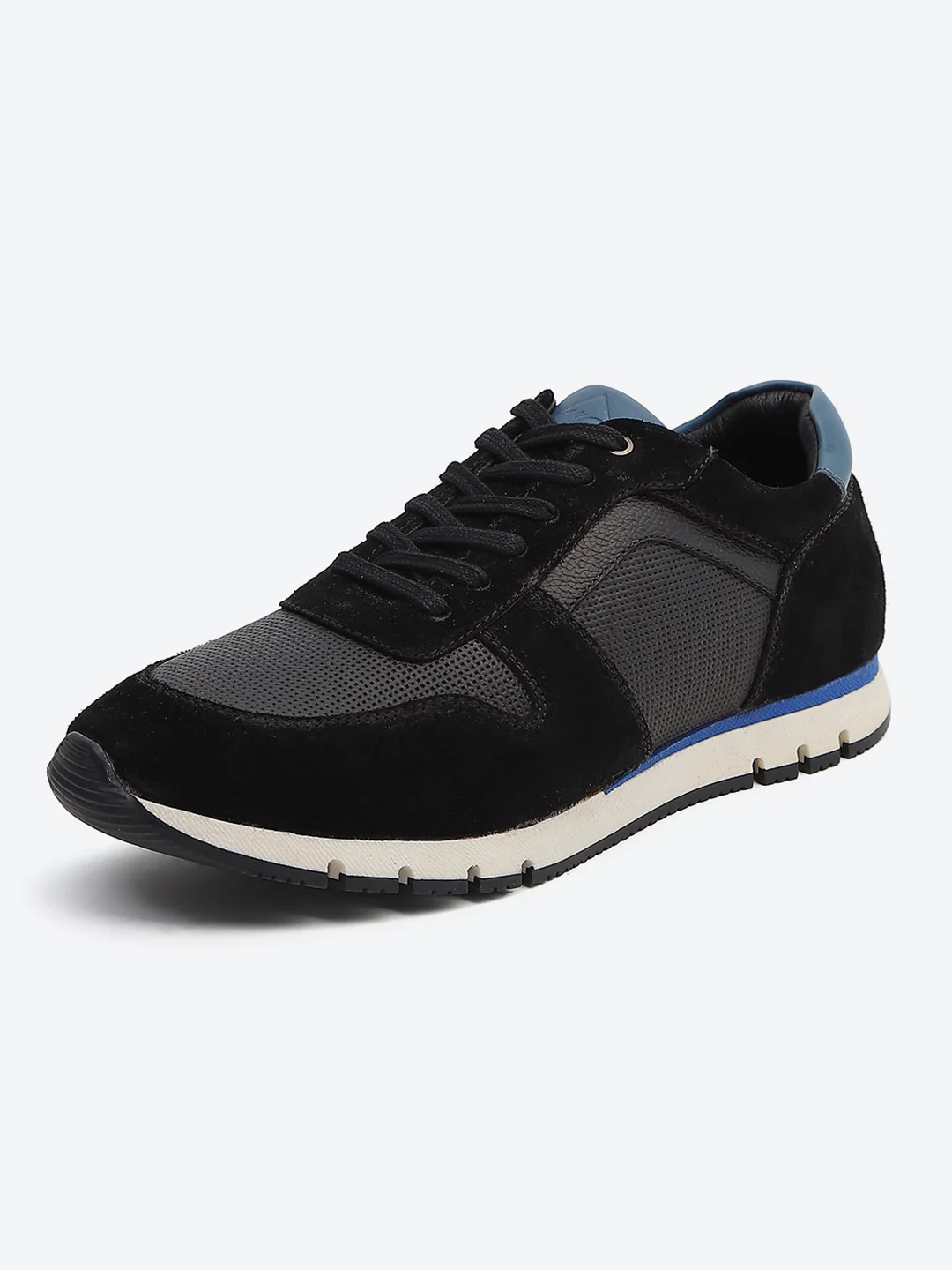 Monte Carlo Black Leather Classic Retro Vintage Casual Lifestyle Trainer Lace-Up Sneakers for Men - Image 3