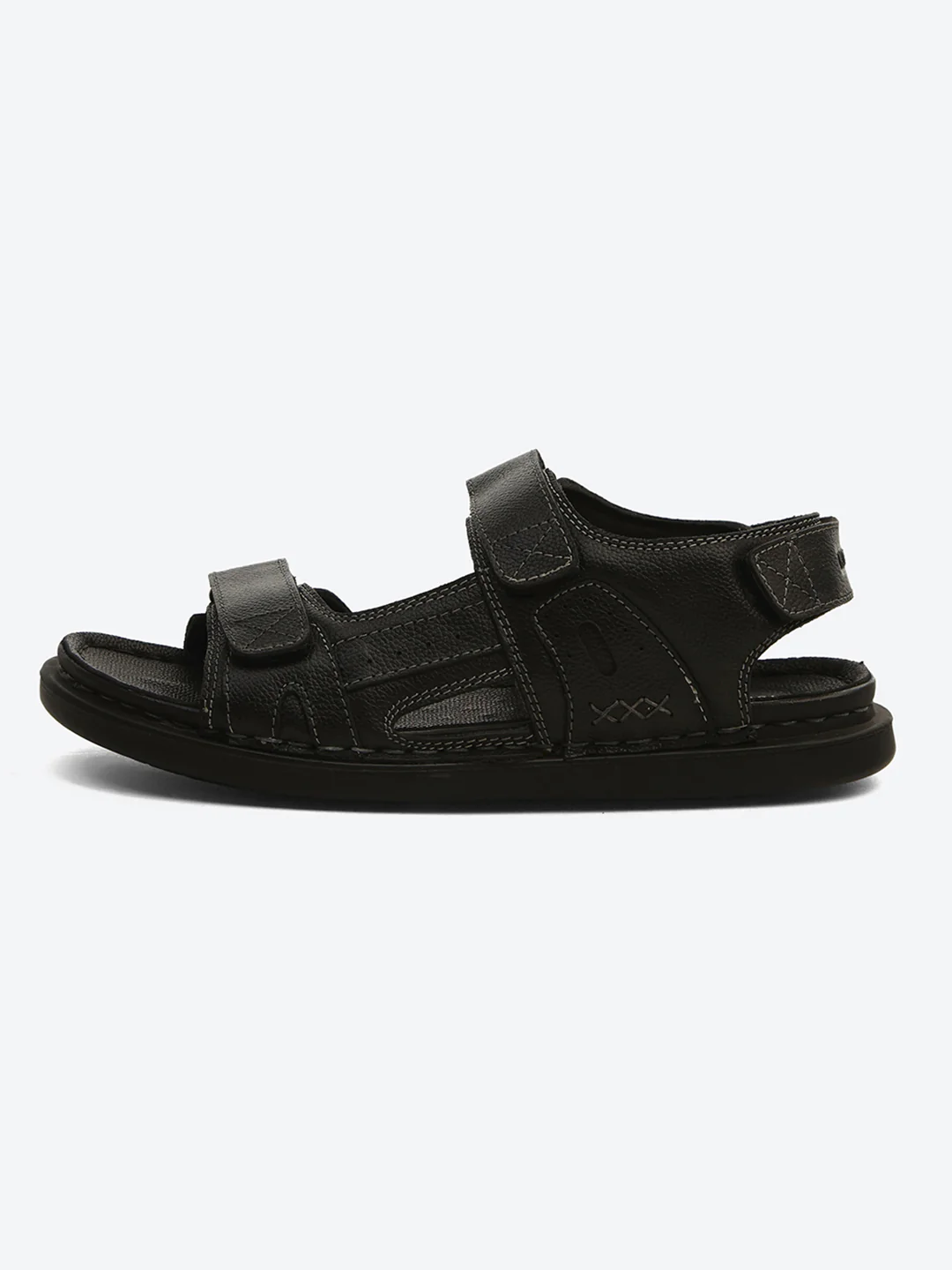 Monte Carlo Black Velcro Adjustable Sporty Look I Daily Use Walking & Outdoor I Casual Floater Sandals for Men - Image 3