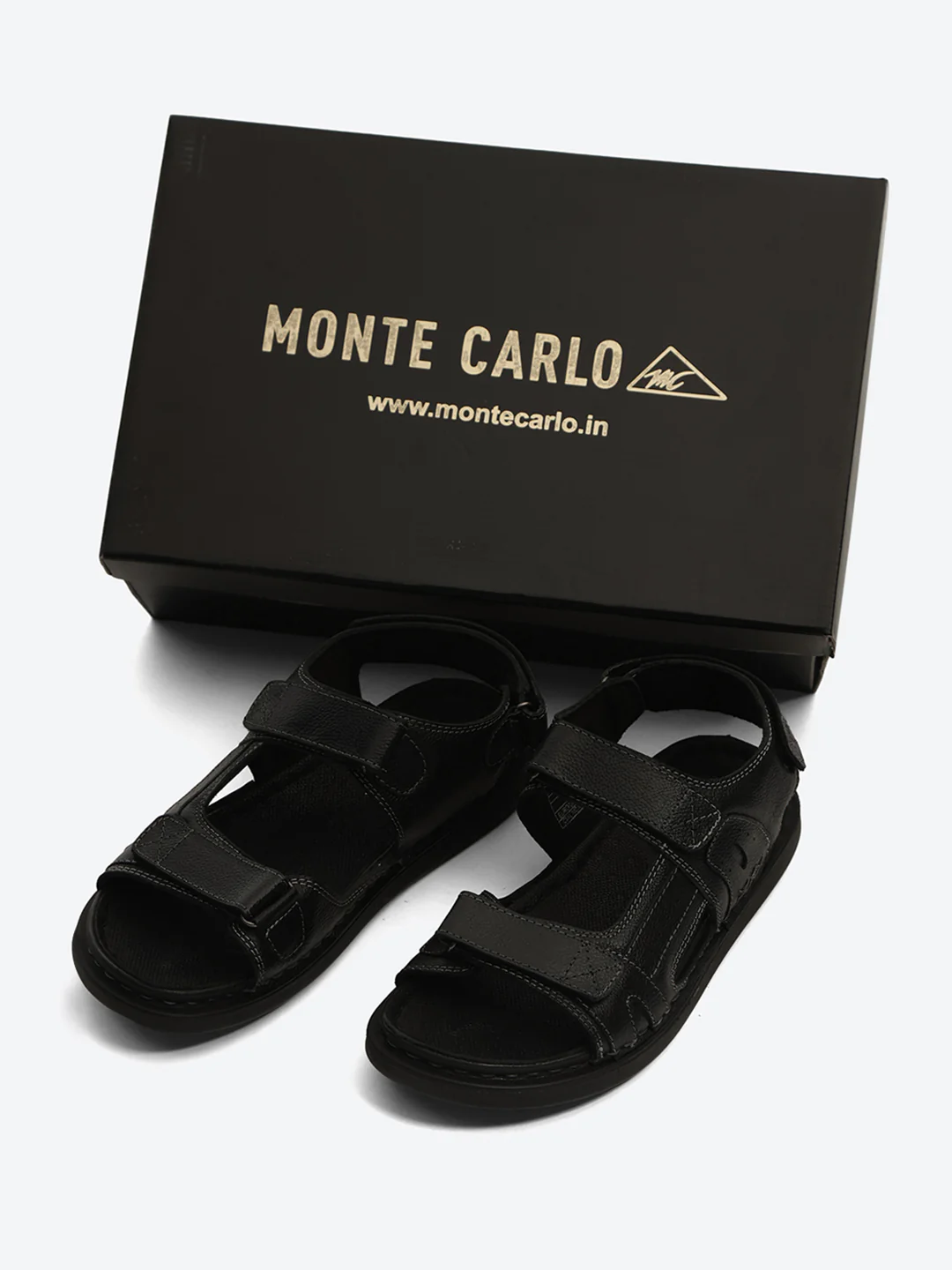 Monte Carlo Black Velcro Adjustable Sporty Look I Daily Use Walking & Outdoor I Casual Floater Sandals for Men - Image 9