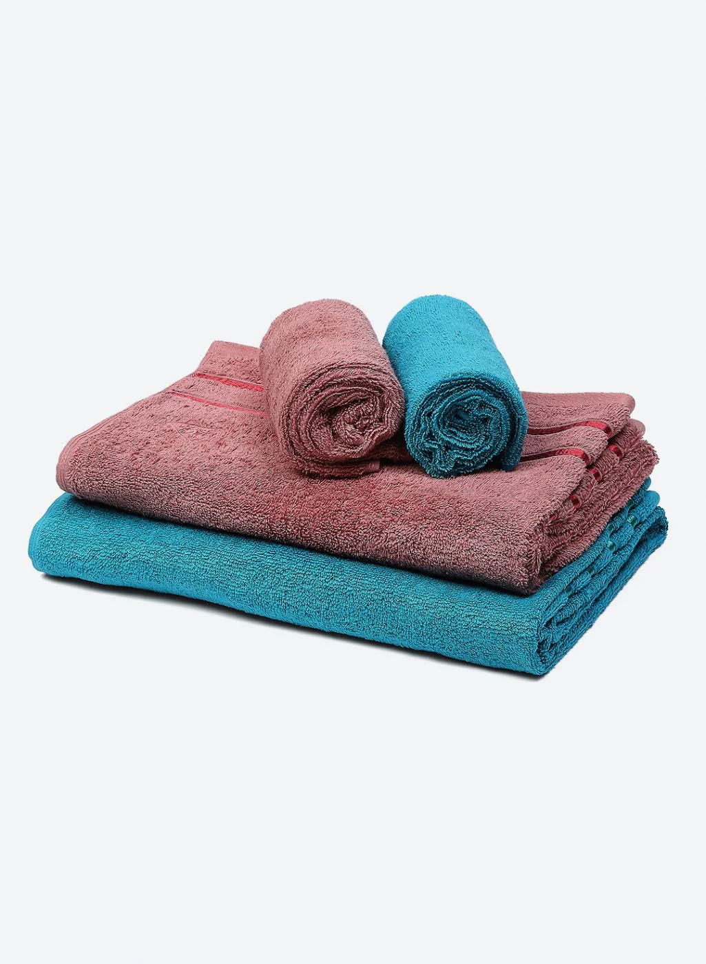 Blue & Brown Cotton 525 GSM Towel Set Pack of 4 (2 Bath & 2 Hand Towels) - Image 3