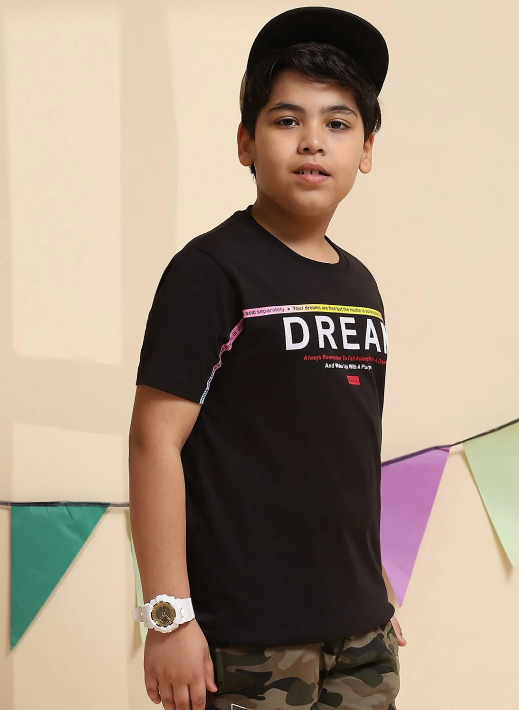 Boys Black Printed T-Shirt - Image 4