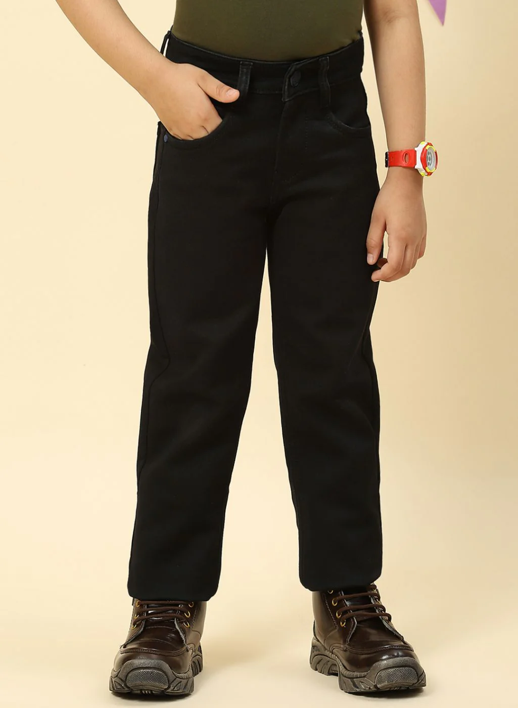Boys Black Regular Fit Denim - Image 2