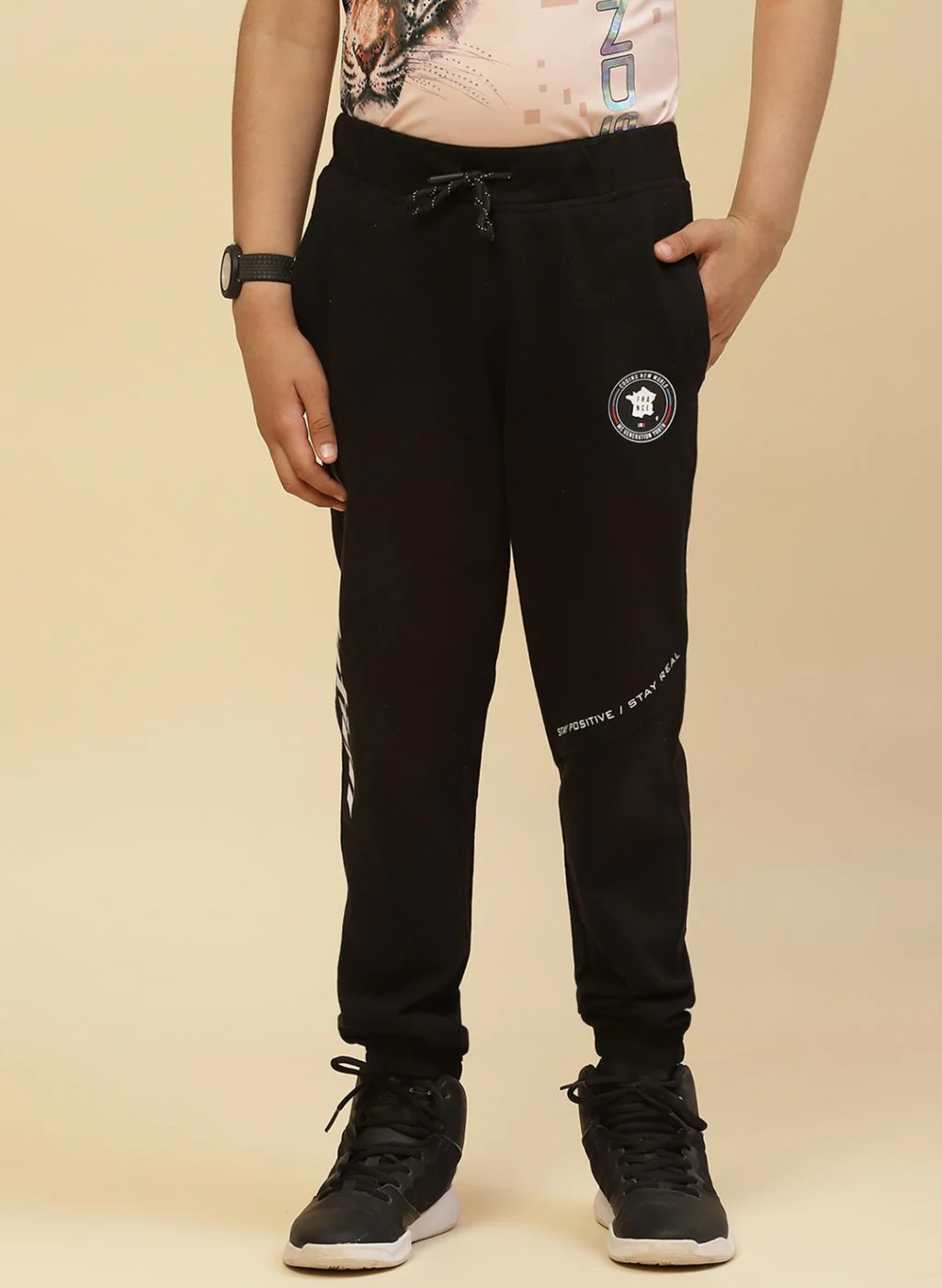 Boys Black Regular Fit Lower - Image 3