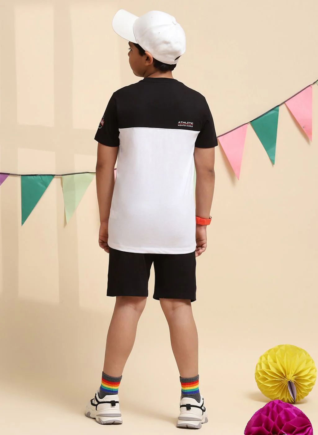 Boys Black & White Printed Bermuda Set - Image 5