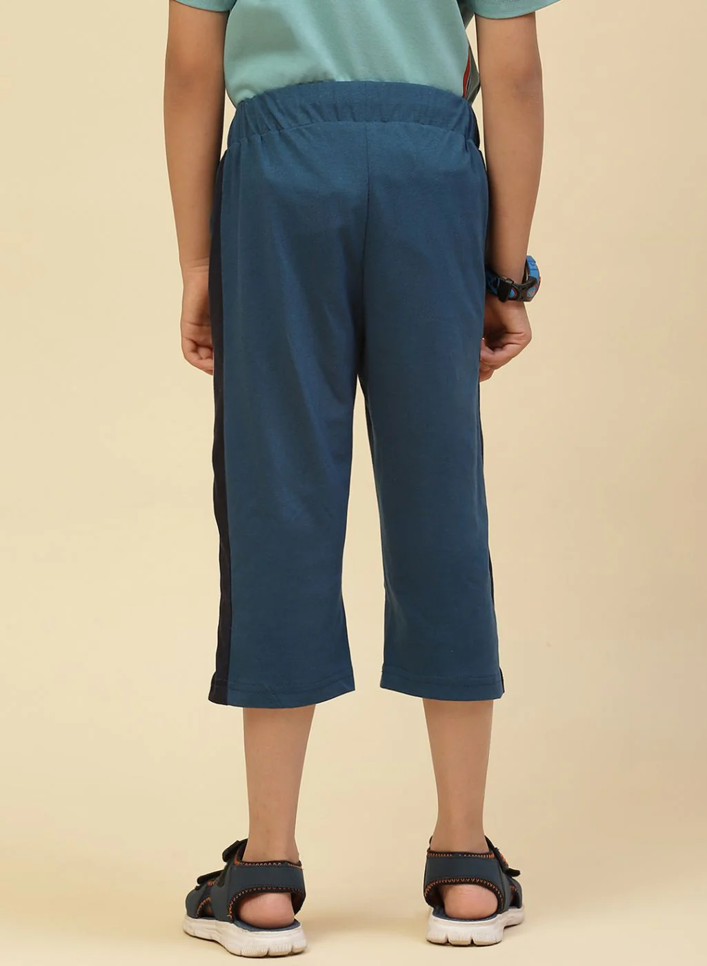 Boys Blue Printed Capri - Image 4