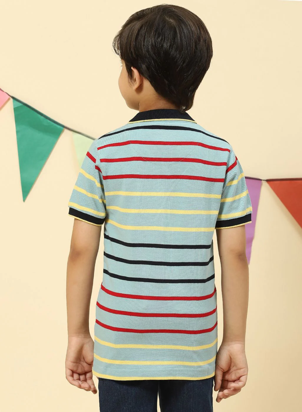Boys Blue Stripe T-Shirt - Image 5