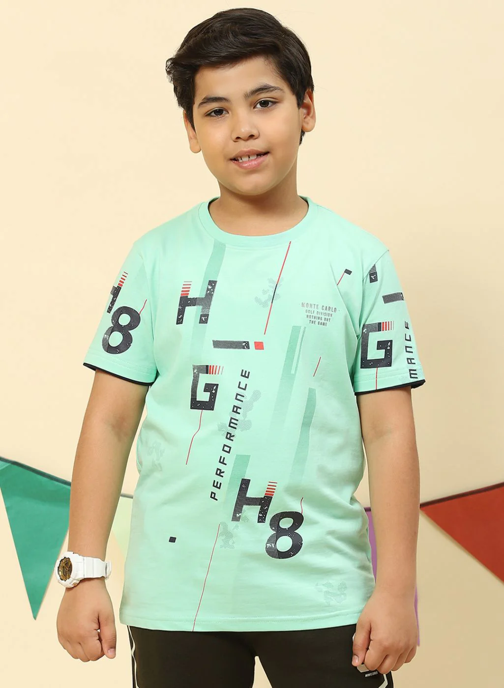 Boys Green Printed T-Shirt - Image 2