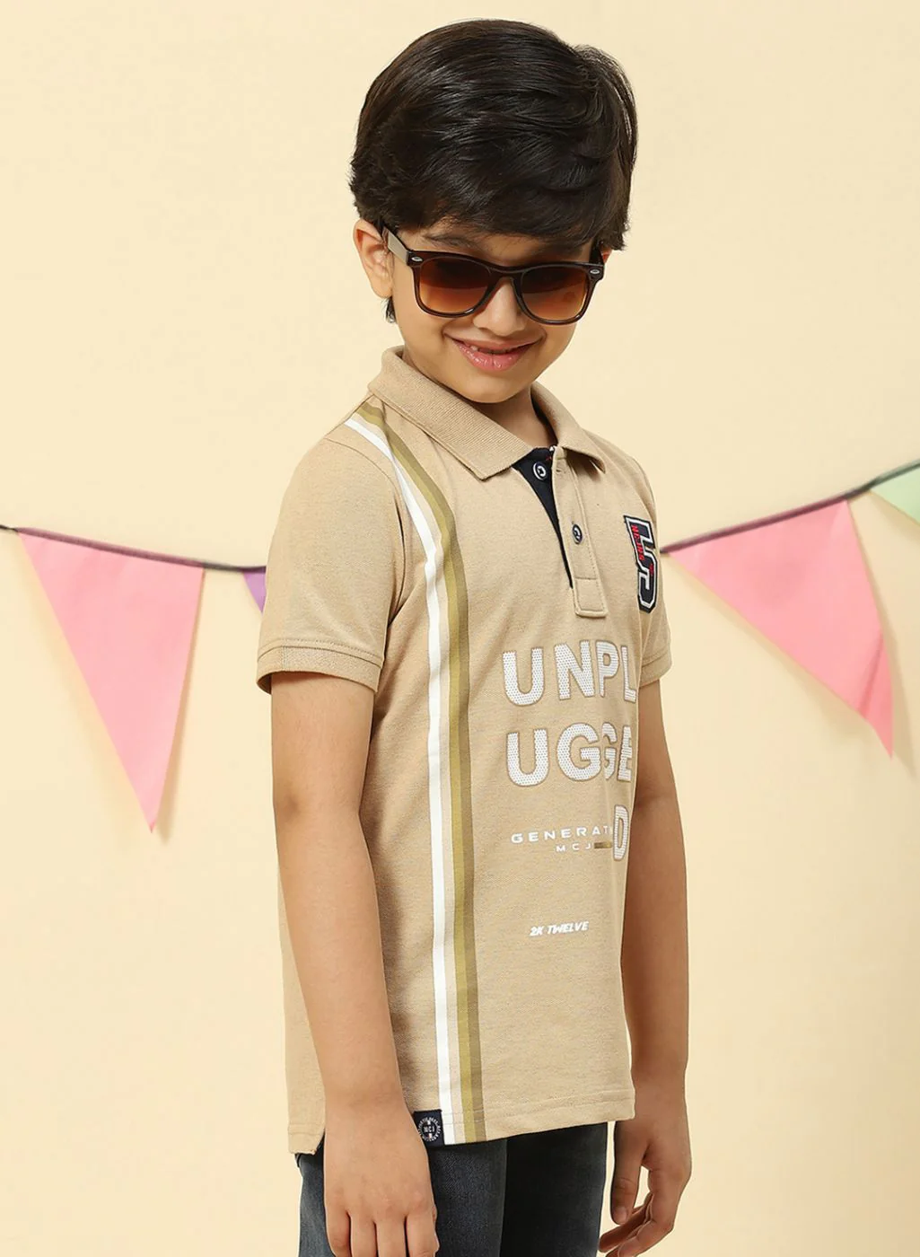 Boys Khaki Printed T-Shirt - Image 4
