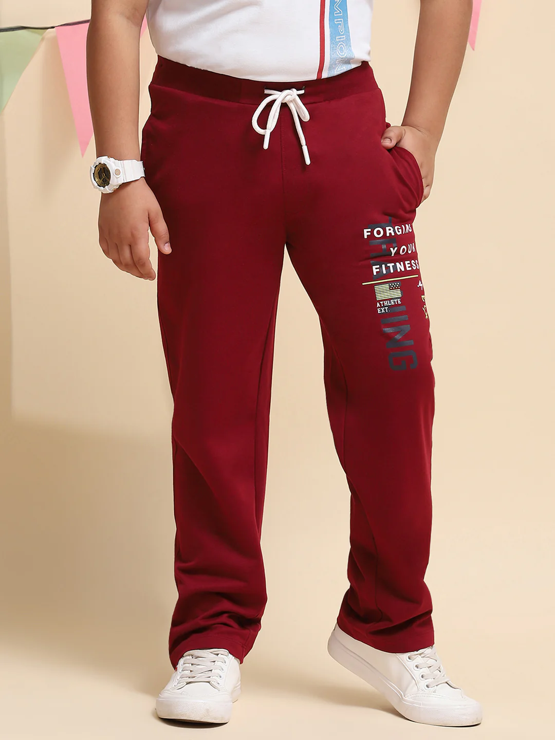 Boys Maroon Regular Fit Lower - Image 2