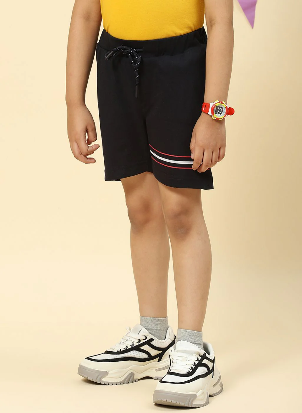 Boys NAvy Blue Printed Bermuda - Image 3
