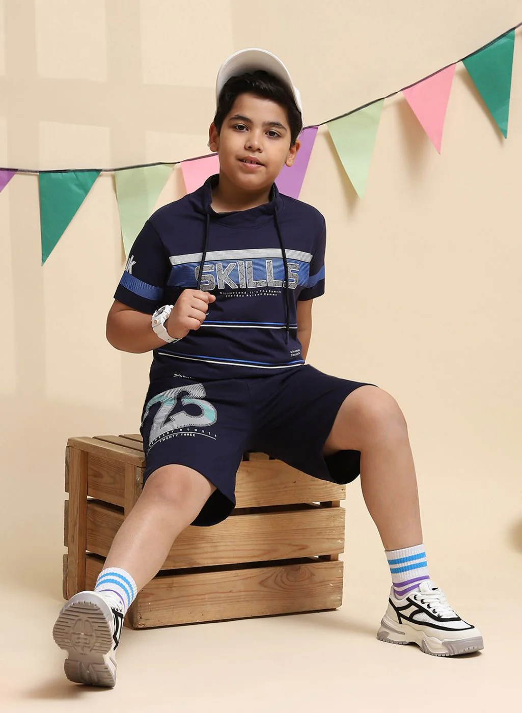 Boys Navy Blue Printed T-Shirt - Image 2