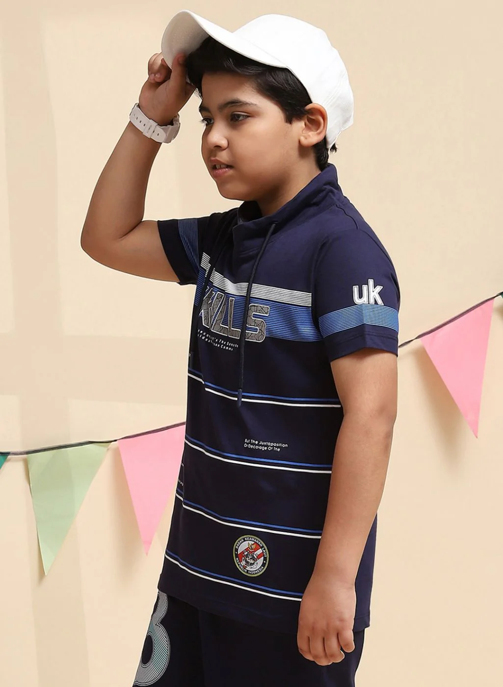 Boys Navy Blue Printed T-Shirt - Image 3