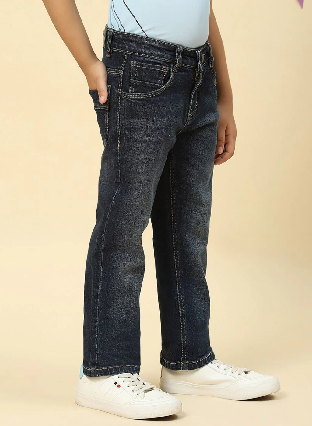 Boys NAvy Blue Regular Fit Denim - Image 4