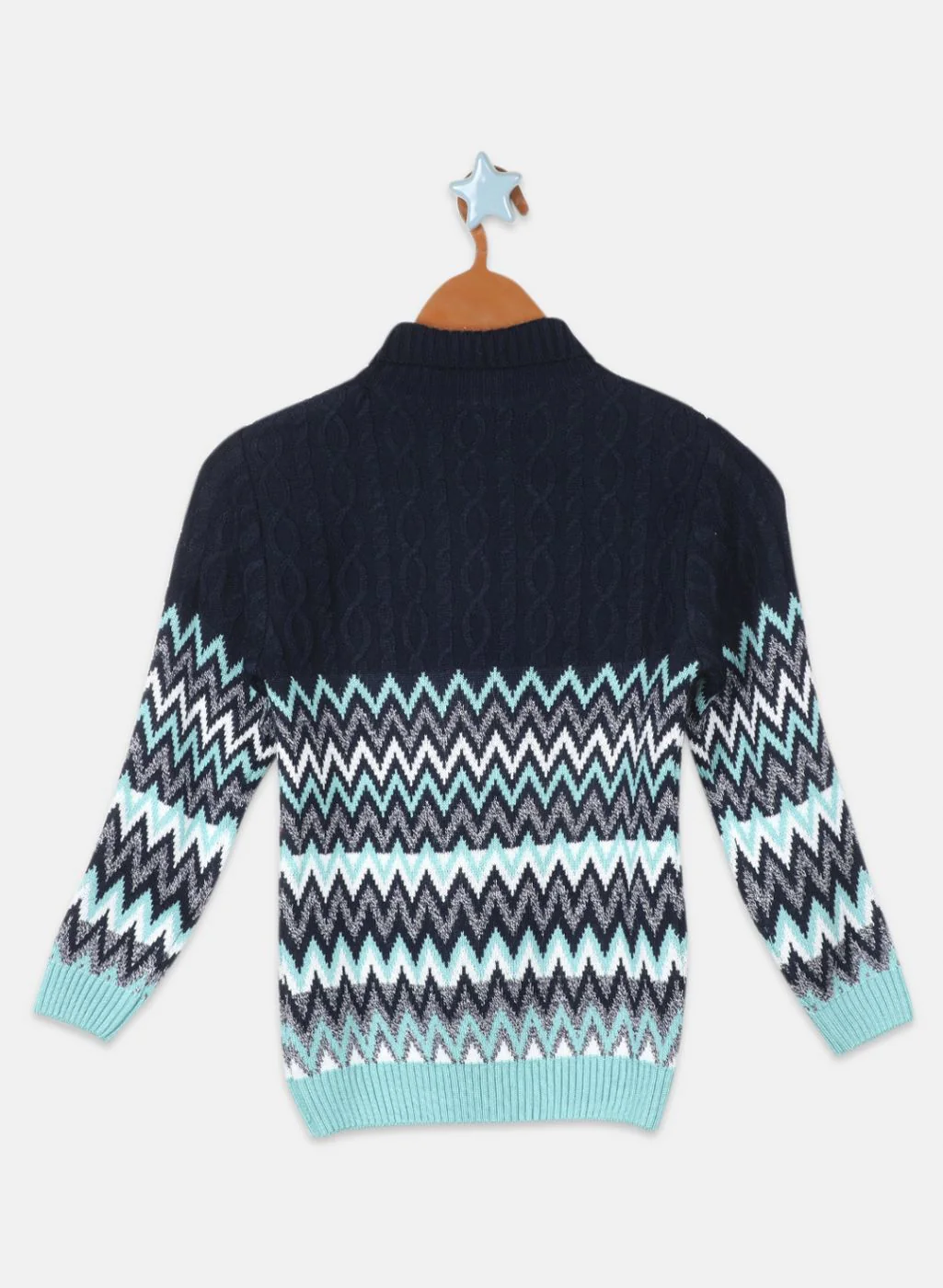 Boys NAvy Blue Zig-Zag Pullover - Image 2