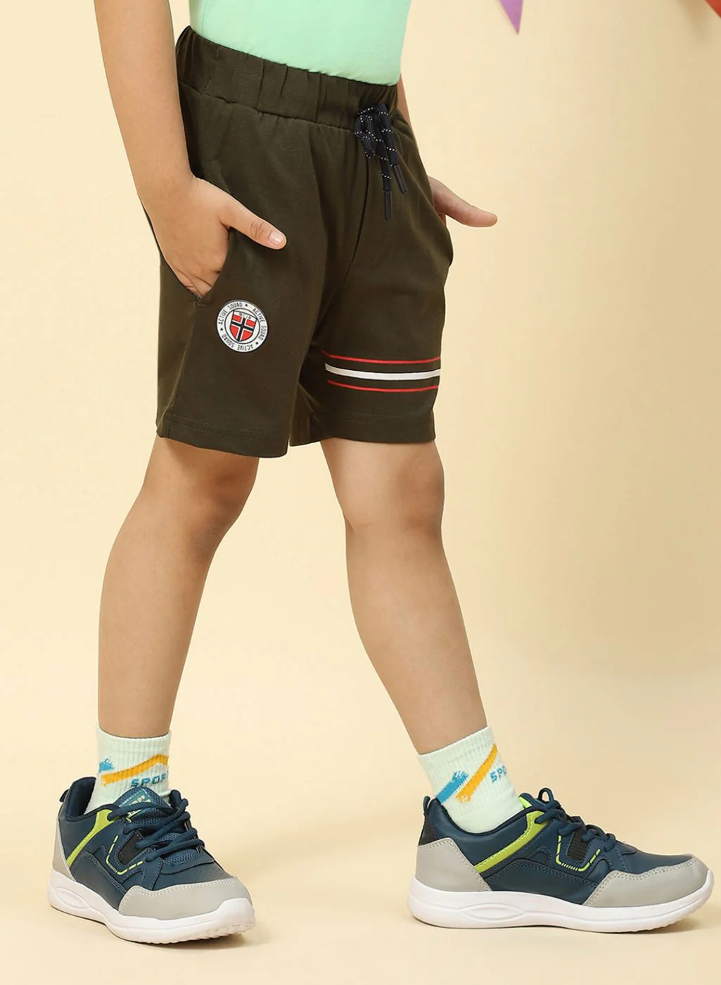 Boys Olive Printed Bermuda - Image 4