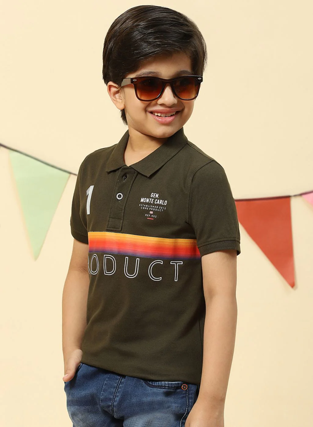 Boys Olive Printed T-Shirt - Image 3