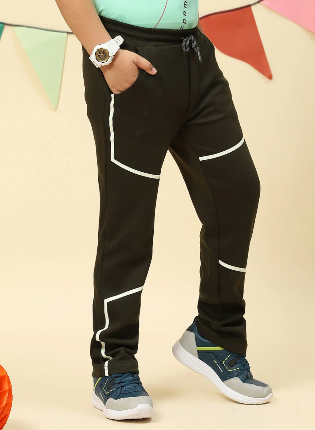 Boys Olive Regular Fit Lower - Image 4
