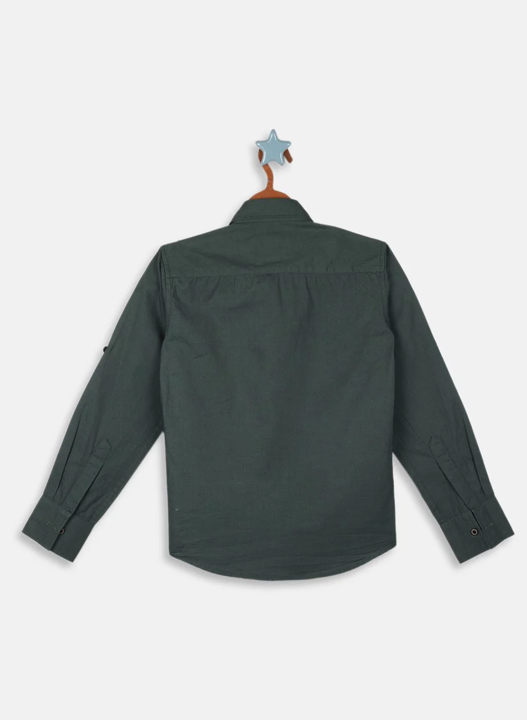 Boys Olive Solid Shirt - Image 2