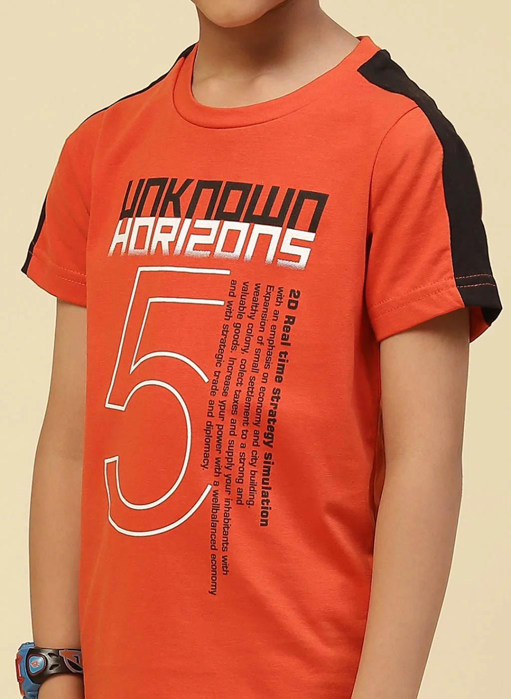 Boys Orange Printed Bermuda Set - Image 6