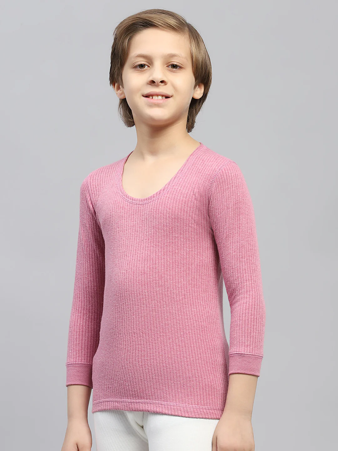 Boys Pink Solid Thermal Vest - Image 2