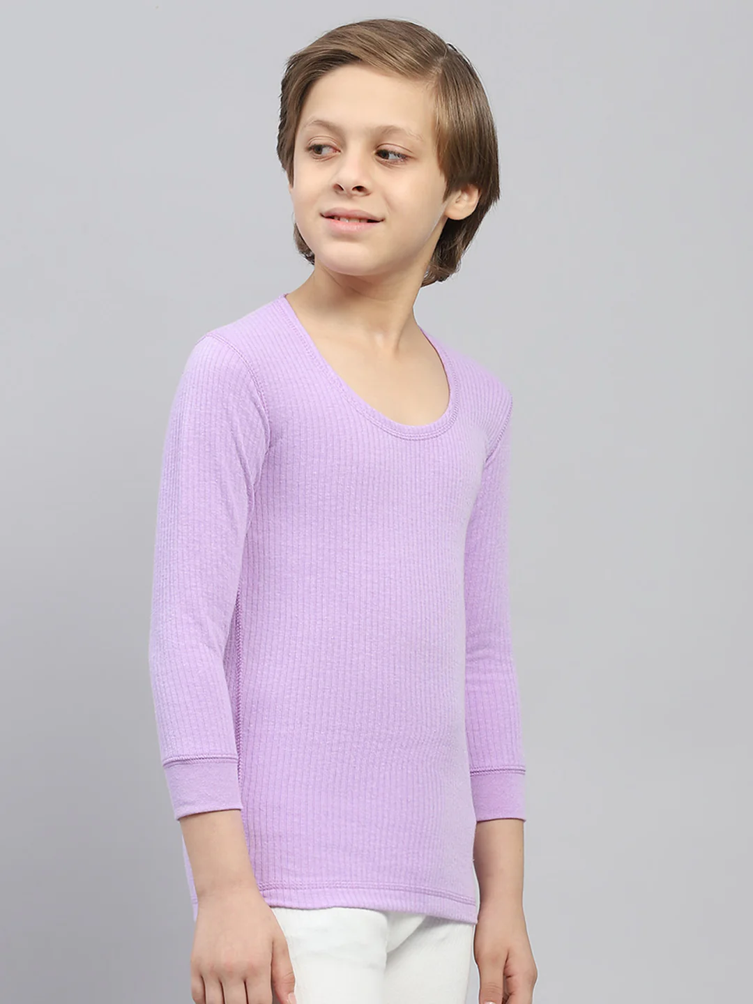 Boys Purple Solid Thermal Vest - Image 5